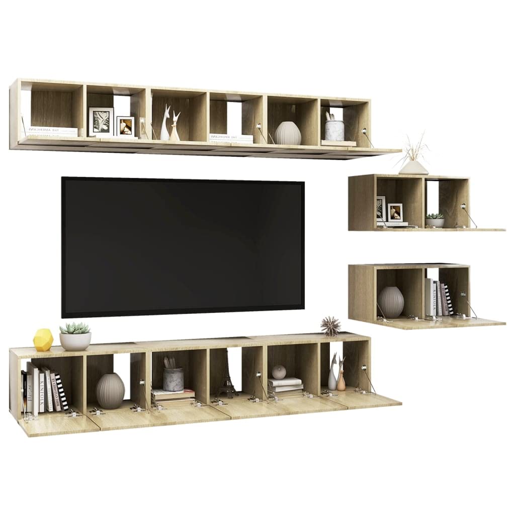 vidaXL 8X TV Cabinets Home Living Room Furniture TV Stand HiFi Stereo Cabinet Media Unit Entertainment Center Sonoma Oak Engineered Wood