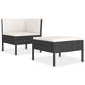 2 Piece Patio Lounge Set with Cushions Poly Rattan Black