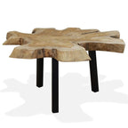 vidaXL Handmade Coffee/Side/End Table with Genuine Teak Tabletop - Vintage Design with Sturdy Steel Legs and Oil Finish (Dimension: 31.4x27.5x14.9) - 163 Characters.