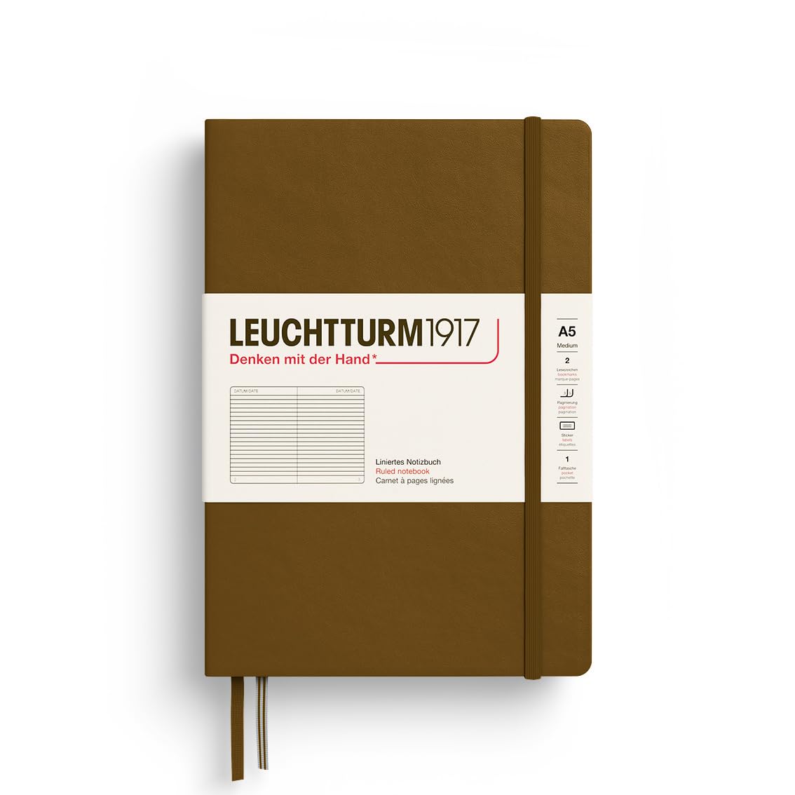 Leuchtturm1917 - Notebook Hardcover Medium A5-251 Numbered Pages For Writing And Journaling - Thinking Ahead (Ruled Paper, Spice