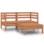 vidaXL 3-Piece Patio Lounge Set- Solid Pinewood, Honey Brown- Perfect for Gardens, Patios & Living Rooms- Rustic Pallet Design- Durable & Weather Resistant