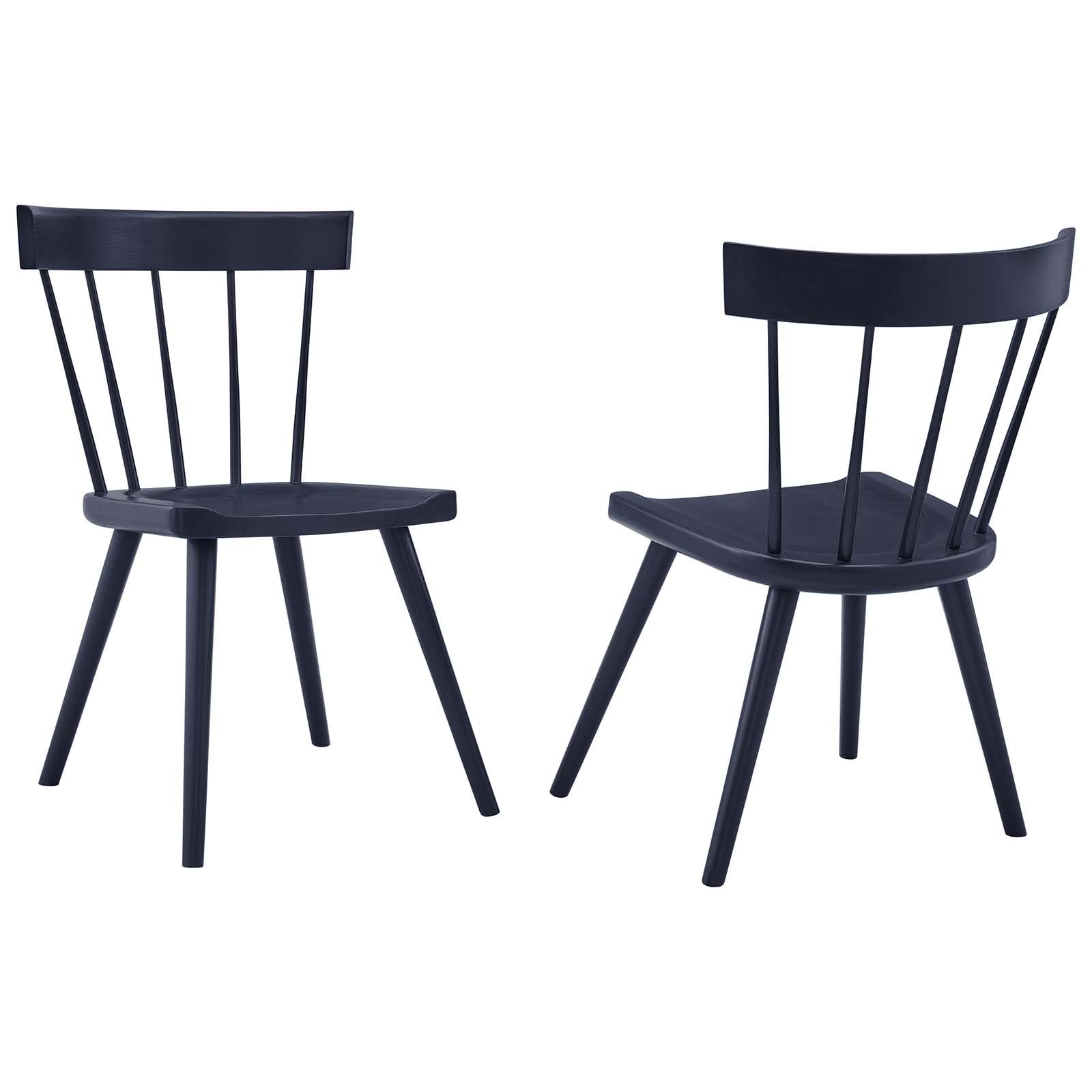 Modway Sutter Modern Farmhouse Wood Dining Chair In Midnight - Set Of 2