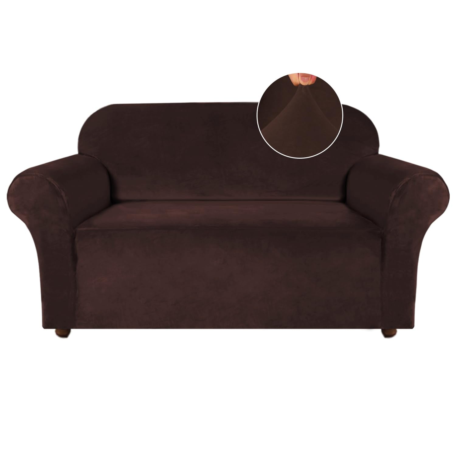 Turquoize Velvet Loveseat Covers Stretch Love Seat Couch Covers For 2 Cushion Couch Velvet Sofa Cover With Non Slip Elastic Bott