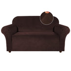 Turquoize Velvet Loveseat Covers Stretch Love Seat Couch Covers For 2 Cushion Couch Velvet Sofa Cover With Non Slip Elastic Bott