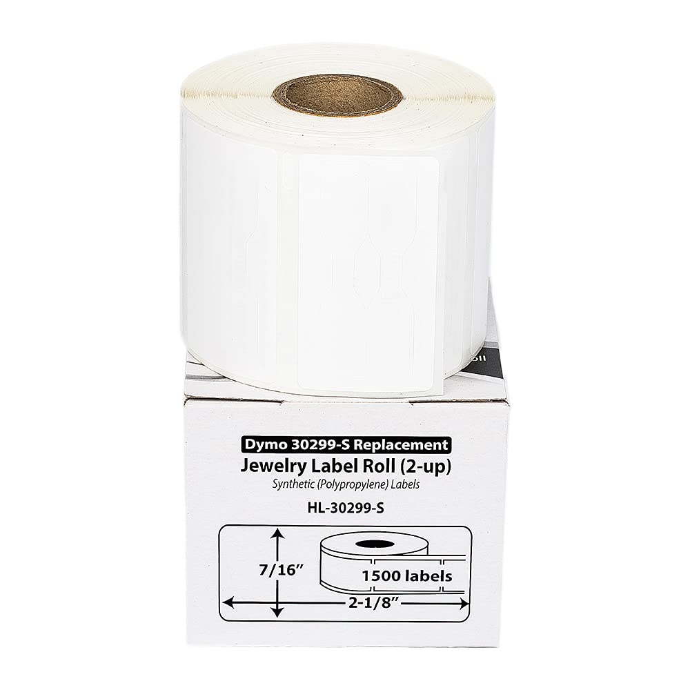 Houselabels Dymo-Compatible Jewelry Price Tags, Barbell Style, 1500 Labels Per Roll (Hl-30299) , White