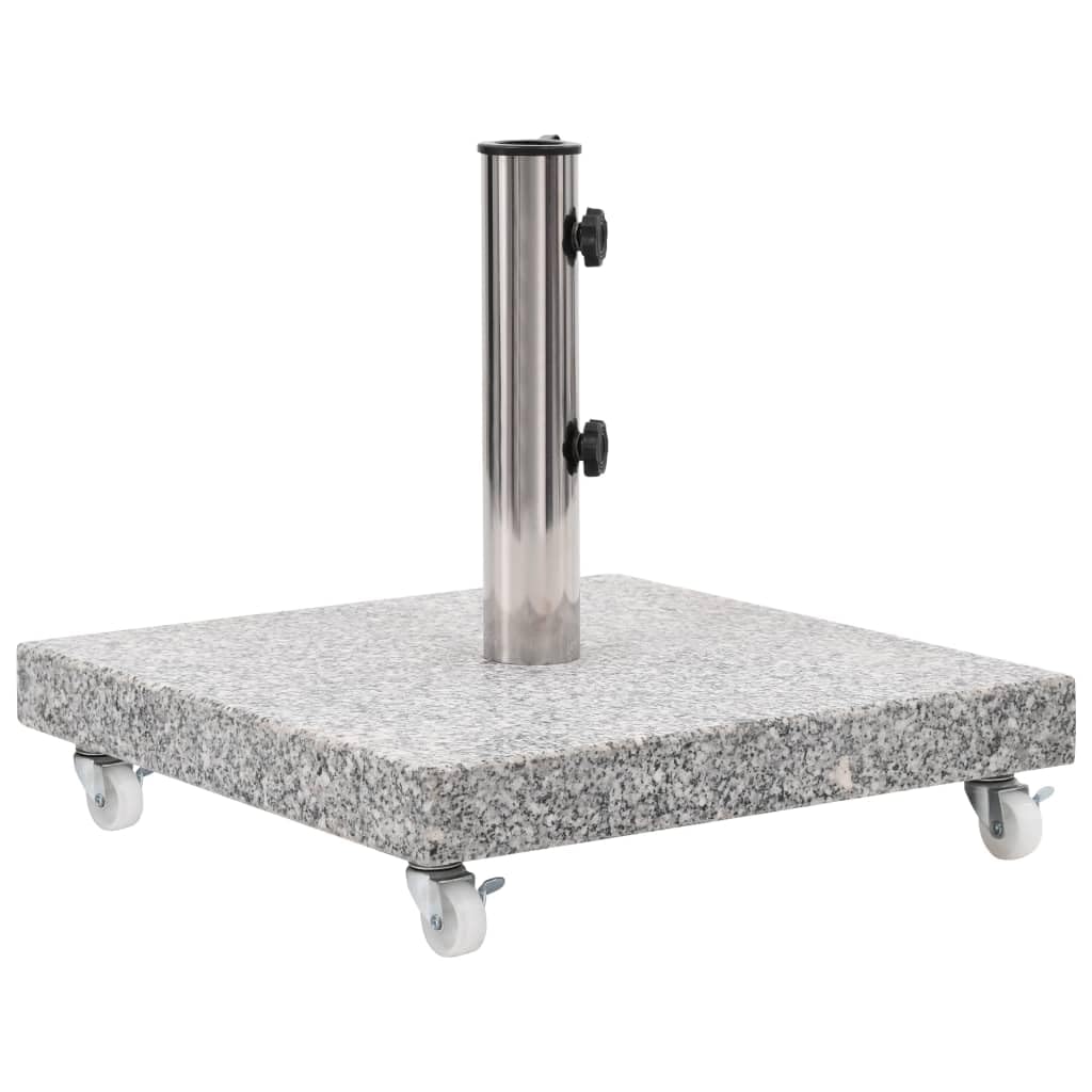 vidaXL Granite Parasol Base, Sturdy Umbrella Stand with Stainless Steel Tube Holder, Adjustable for 1.5/1.9 Diameter Poles, Equi