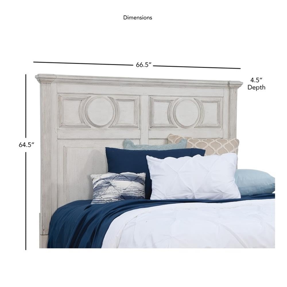 American Woodcrafters Brighten Antique White Wood Queen Panel Headboard