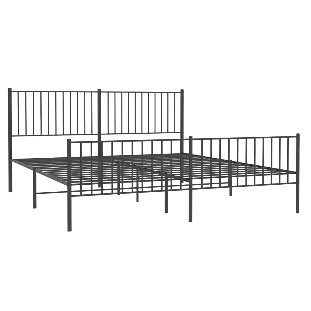 vidaXL Black Metal California King Bed Frame with Headboard & Footboard, Heavy-Duty Construction, Under-Bed Storage, for Modern Bedroom, No Box Spring Needed & Easy Assembly, No Mattress