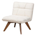 Baxton Studio Darielle Japandi Cream Boucle Fabric and Walnut Brown Finished Rubberwood Accent Chair