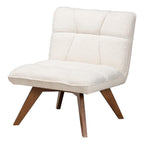 Baxton Studio Darielle Japandi Cream Boucle Fabric and Walnut Brown Finished Rubberwood Accent Chair