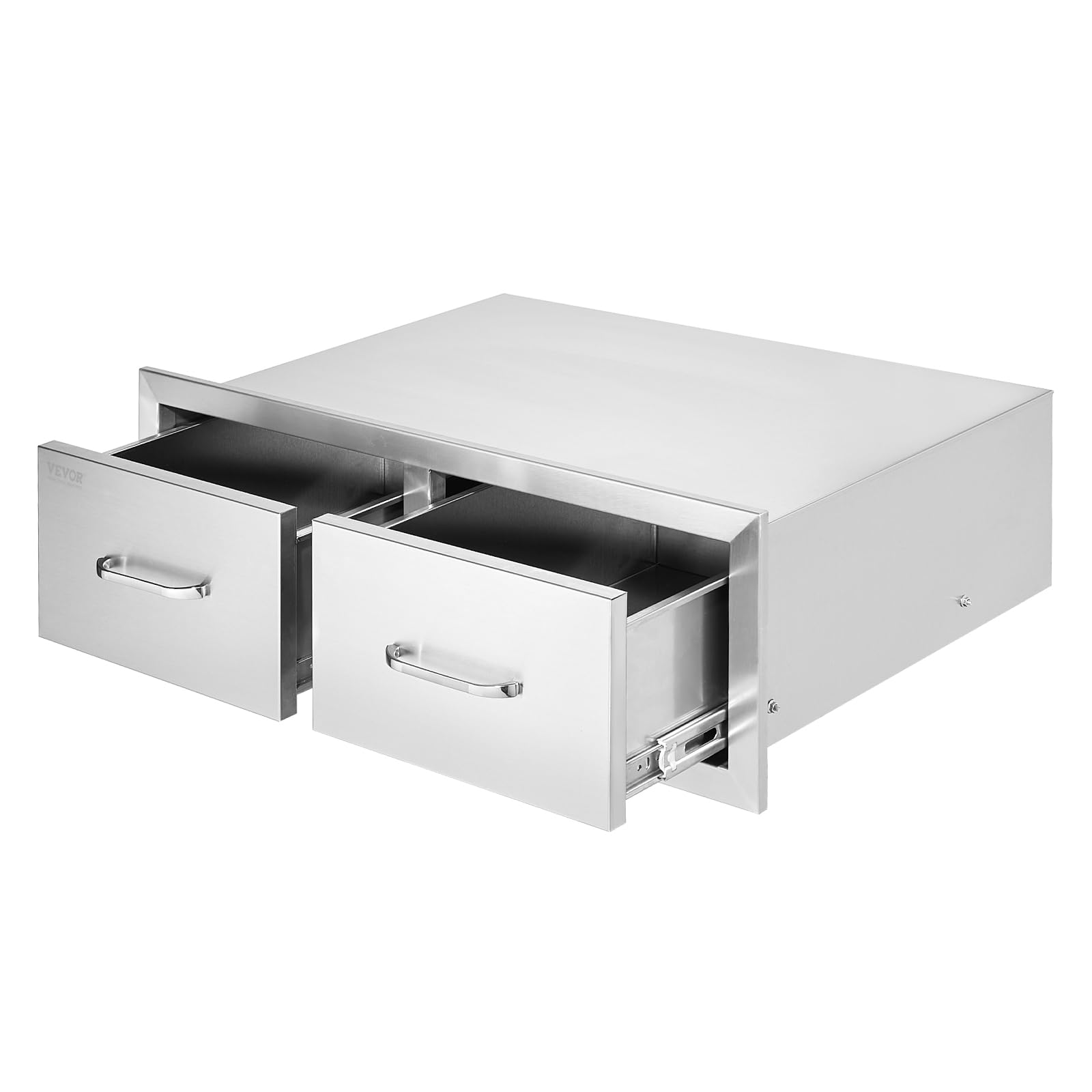 Vevor Outdoor Kitchen Drawers 30' W X 10' H X 20' D, Horizontal Double Bbq Access Drawers Stainless Steel With Handle, Bbq Is