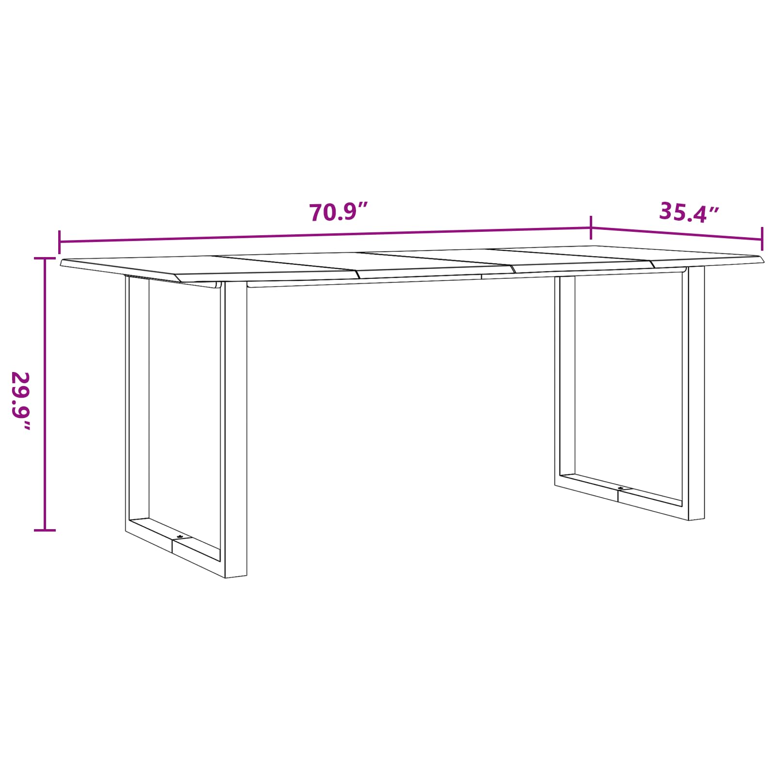 vidaXL Dining Table, Natural Edges Tabletop with Black Power-Coated Steel Legs, Rustic Design Bistro Table for Dining Room, Kitchen, Solid Acacia Wood, 46.5''x22.8''x29.9''