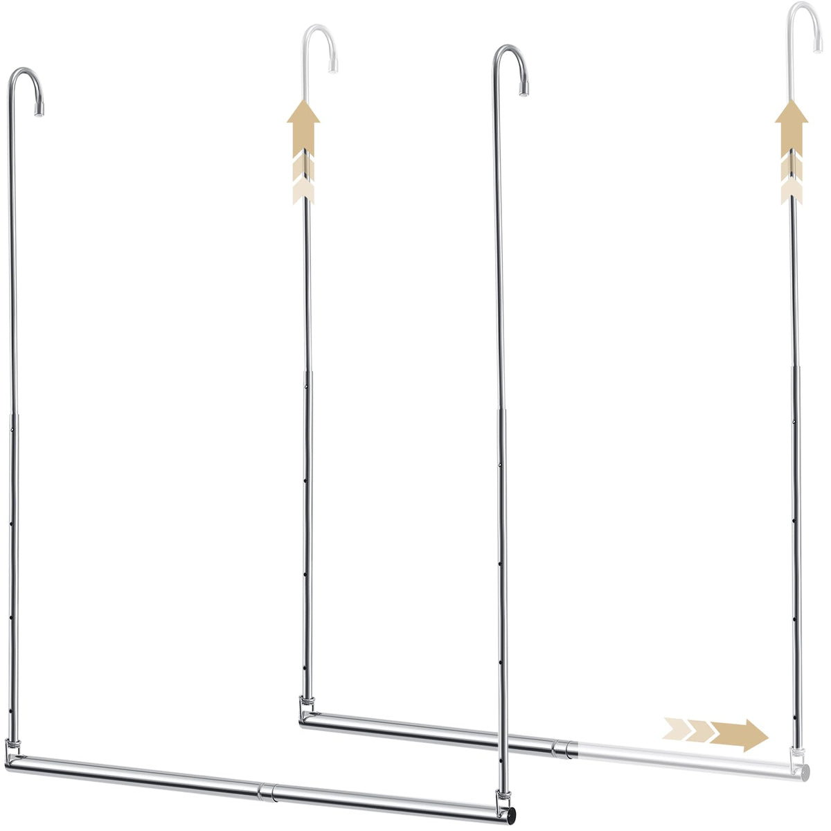 2 Pack Closet Rod Extender Adjustable 1629 Inches, Double Hanging Organizer Extension for Clothes, Hookon Storage Bar Adds Ext