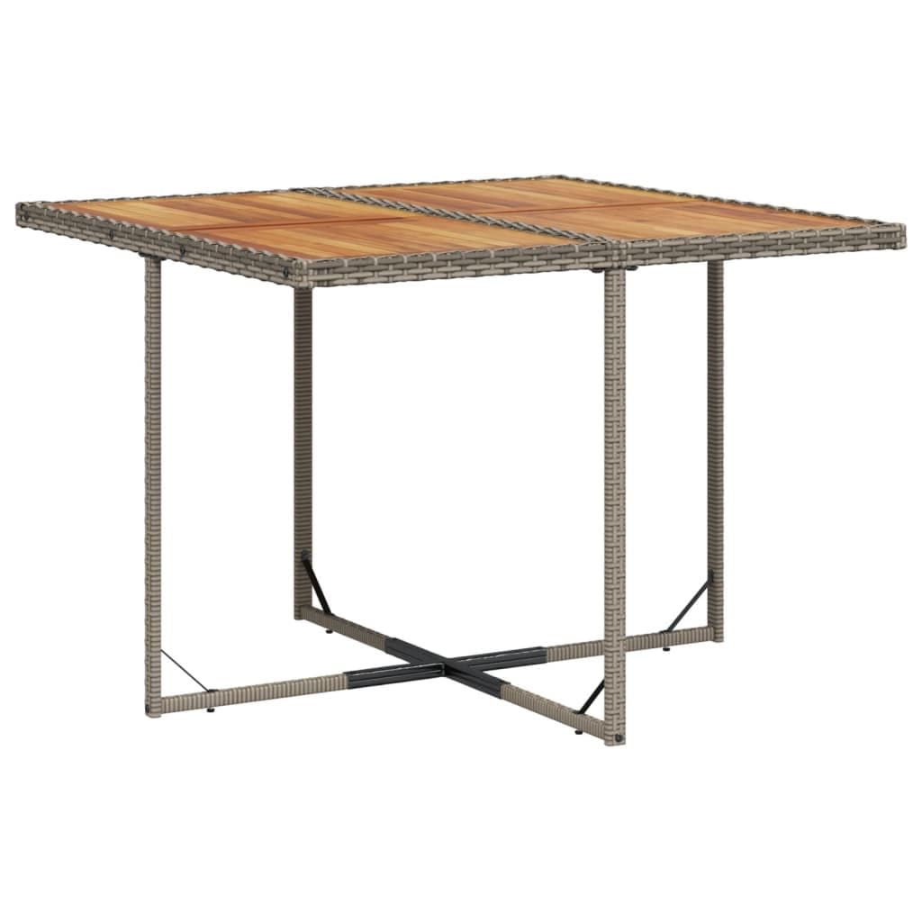 vidaXL Patio Dining Set with Cushions - 9 Piece Gray Poly Rattan Garden Furniture - Compact Storage, Washable Covers, Acacia Wood Table Top