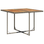 vidaXL Patio Dining Set with Cushions - 9 Piece Gray Poly Rattan Garden Furniture - Compact Storage, Washable Covers, Acacia Wood Table Top