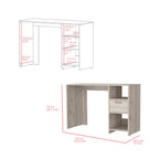 Computer Desk Odessa with Single Drawer and Open Storage Cabinets, Light Gray