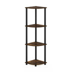 Furinno Turn-N-Tube 4-Tier Corner Display Rack Multipurpose Shelving Unit, Round, Amber Pine/Black