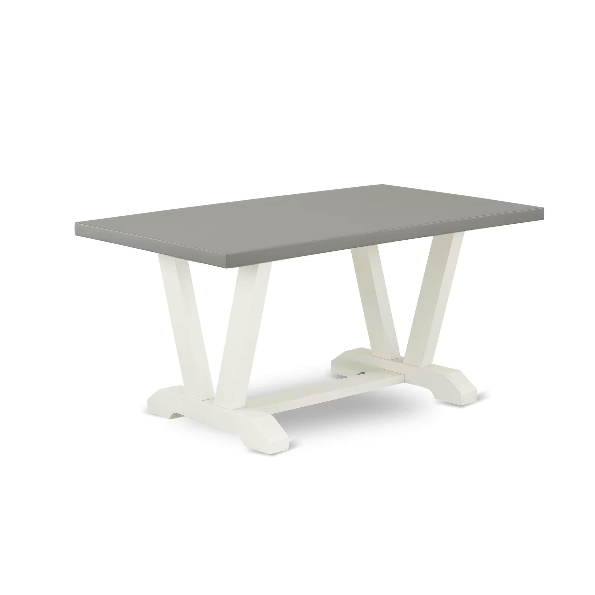 East West Furniture V096Ce215-6 6 Piece Kitchen Table Set Contains A Rectangle Dining Table With V-Legs And 4 Baby Blue Linen Fabric Upholstered Chairs With A Bench, 36X60 Inch, Multi-Color