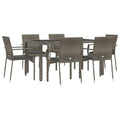 vidaXL PE Rattan 5 Piece Patio Dining Set with Cushions - Weather-Resistant & Easy-to-Clean Outdoor Furniture - Gray/Dark Gray - Modular Configurable Design - Tempered Glass Tabletop