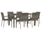 vidaXL PE Rattan 5 Piece Patio Dining Set with Cushions - Weather-Resistant & Easy-to-Clean Outdoor Furniture - Gray/Dark Gray - Modular Configurable Design - Tempered Glass Tabletop