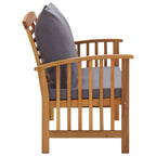 vidaXL Patio Bench with Cushions 46.9" - Comfortable Acacia Wood Outdoor Bench with Backrest and Armrests, Unique Solid Wood Grain Design, Dark Gray Cushions