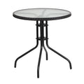 Flash Furniture Barker 28'' Round Tempered Glass Metal Table With Black Rattan Edging
