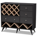 Baxton Studio Savino Mid-Century Modern Dark Grey and Oak Finished Wood Wine Cabinet