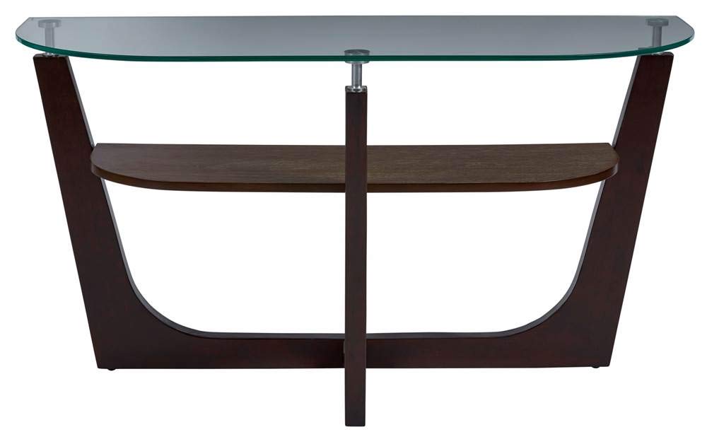 Progressive Furniture Four-Points Glass Top Sofa Console Table, Espresso