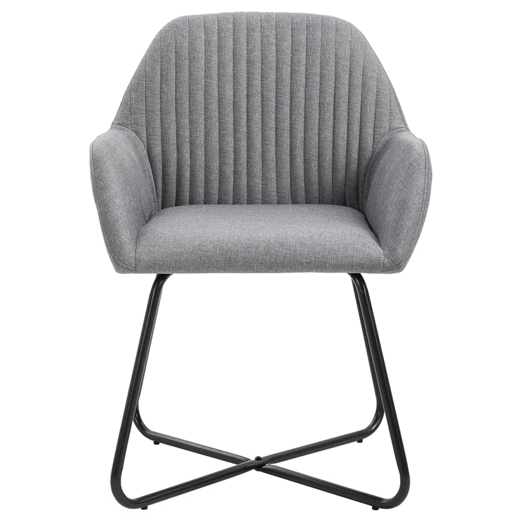 vidaXL 6-Piece Dining Chairs - Upholstered in Light Gray Fabric - Modern Style - Durable and Comfortable Seating with Armrests and Backrests - Powder Coated Steel Legs