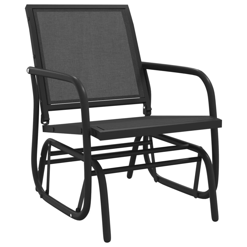 vidaXL Black Garden Glider Chair - Durable Textilene&Steel Frame - Weather-Resistant, Rocking Feature, Comfortable Seating - Ide