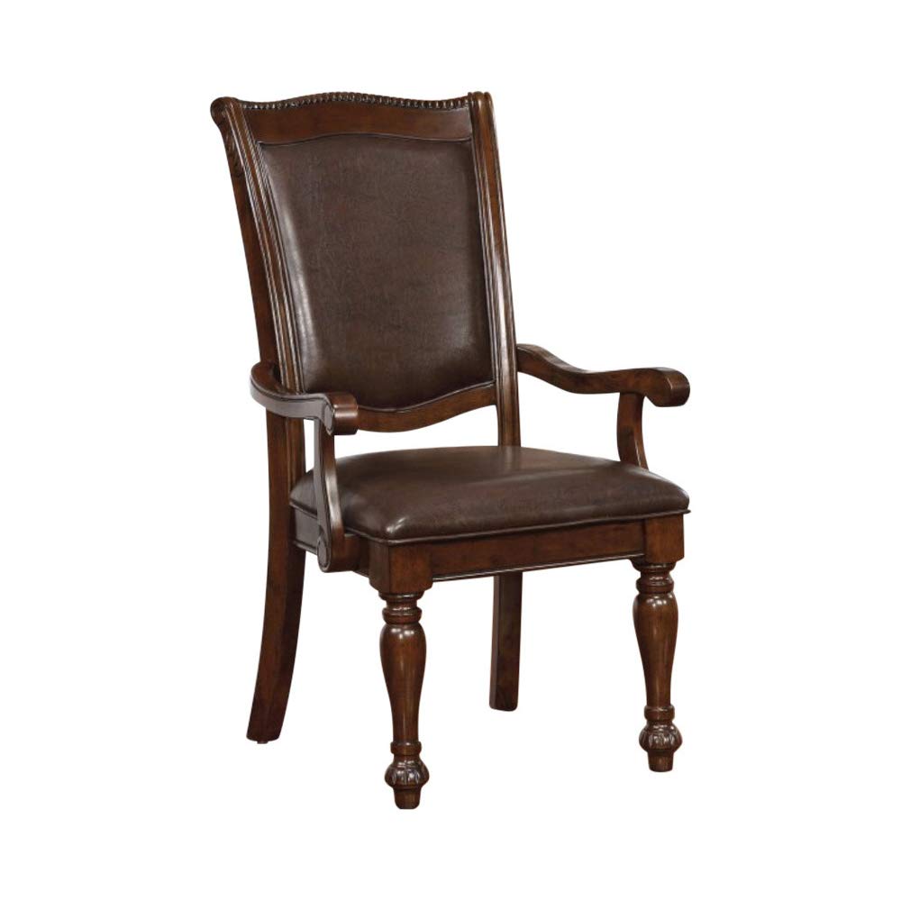 Benzara Alpena Traditional Arm Chair, Na, Brown Cherry