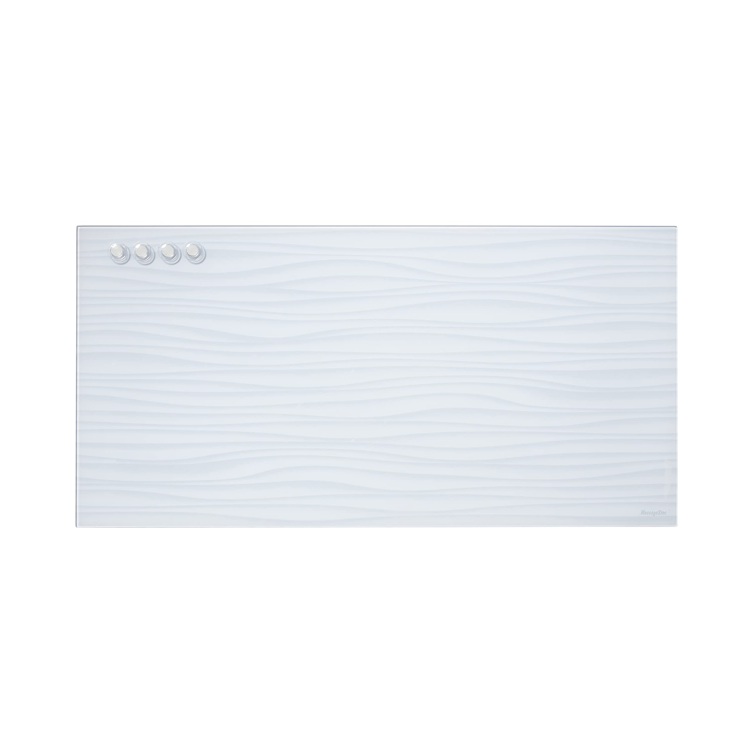Ecr4Kids Messagestor Magnetic Dry-Erase Glass Board With Magnets, 18In X 36In, Wall-Mounted Whiteboard, White Waves