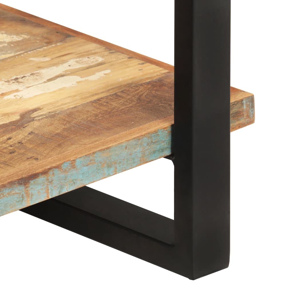 vidaXL 4-Tier Bookcase - Solid Reclaimed Wood, Powder-Coated Iron Frame, Vintage Charm Design, Spacious Shelves, Assembly Required - Dimensions: 31.5&quot;x15.7&quot;x70.9&quot; - Multicolour