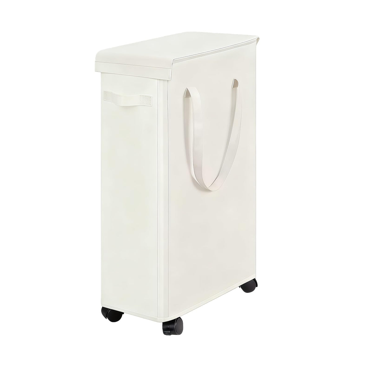 Slim Laundry Hamper with Lid and Wheels, Tall Rolling Laundry Basket with Handle for Small Spaces, Dirty Clothes Hamper for Dorm
