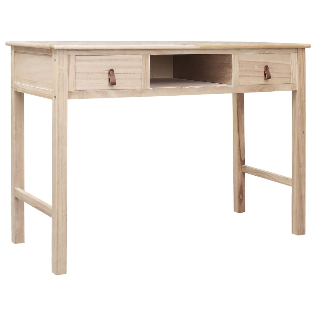 vidaXL Natural Wood Writing Desk/Computer Table/Side Table with 2 Drawers and Open Compartment, 43.3&quot;x17.7&quot;x29.9&quot;, Scandinavian Farmhouse Style