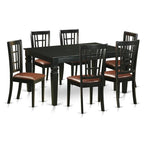 East West Furniture WENI7-BLK-LC 7 Piece Dining Room Table Set Consist of a Rectangle Wooden Table with Butterfly Leaf and 6 Faux Leather Kitchen Dining Chairs, 42x60 Inch, Black