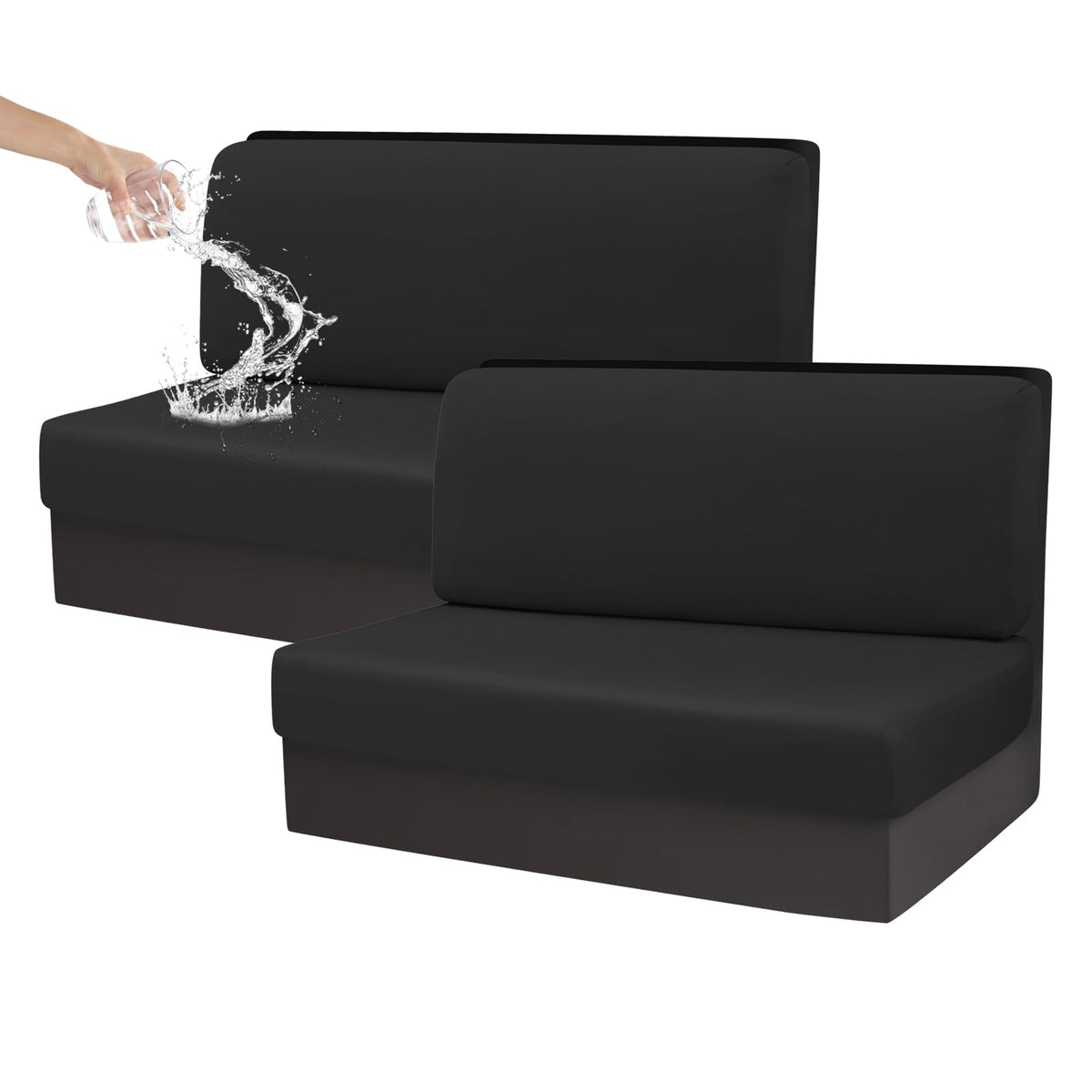 Crfatop Sets Of 2 Waterproof Rv Dinette Cushion Slipcover Stretch Camper Cushion Covers Solid 2 Seat Sofa Chair Cover Furniture