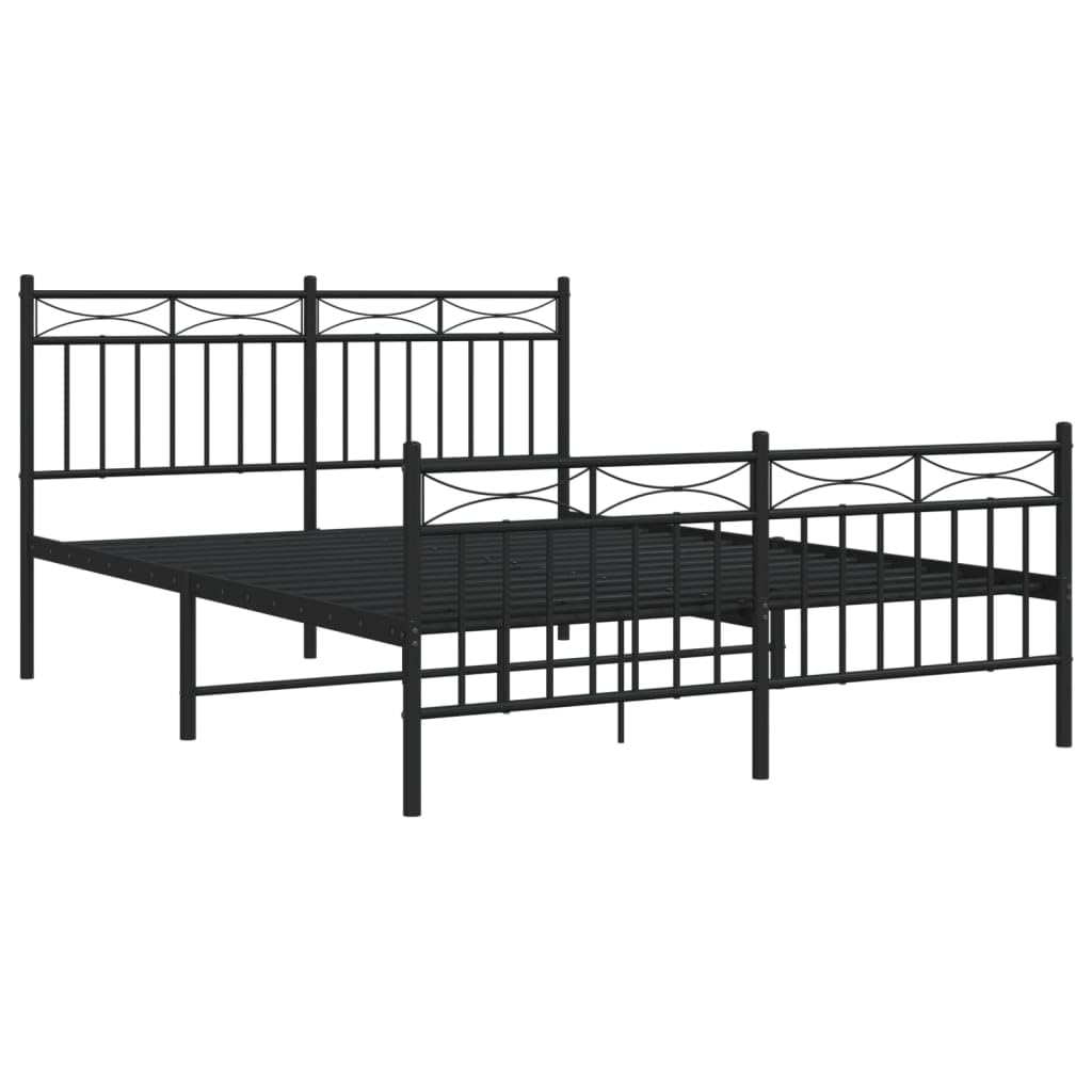 vidaXL 11'' Metal Full Bed Frames with Headboard and Footboard, Platform Bed Frame with Strong Metal Slats Support, Under Bed Storage, Noise Free, Black, Without Mattress