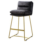Acme Alsey Tufted Counter Height Chair in Vintage Black Top Grain Leather