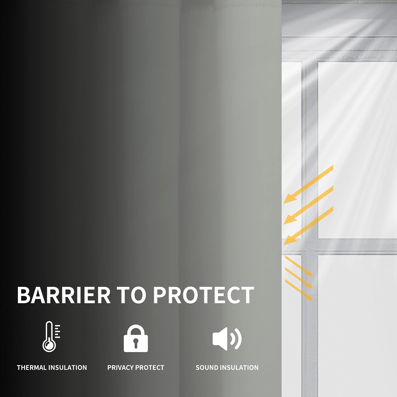 Easy-Going Blackout Curtains For Bedroom, Solid Thermal Insulated Grommet And Noise Reduction Window Drapes, Room Darkening Curtains For Living Room, 2 Panels(52X96 In, Greyish White)