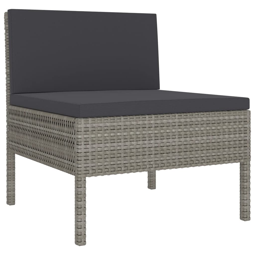 vidaXL 3-Piece Patio Chairs with Cushions - Weather-resistant Outdoor Furniture Set with Gray Poly Rattan and Anthracite Cushions