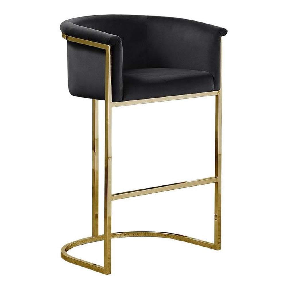29 Black Upholstered Barstool with Gold Base -Single