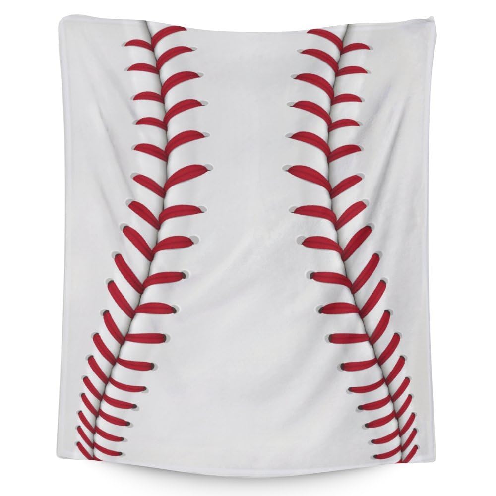 Baseball Blanket Gifts - 40'X50' Sports Throw Blanket For Adults, Kids - White Soft Plush Blankets For Couch, Sofa