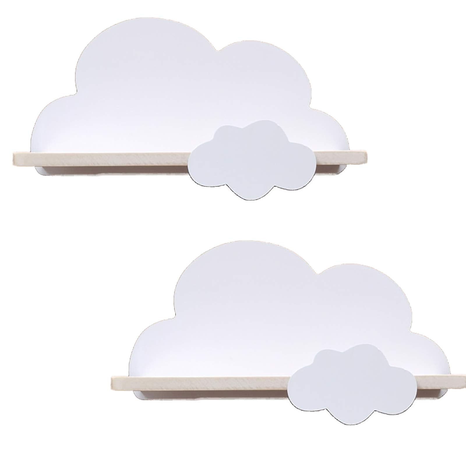 Haomian 2Pcs Cloud Shelves for Childrens Nursery Or Bedroom,Kids Nursery Room Shelves,Floating Bedroom Baby Book Shelf Storage S