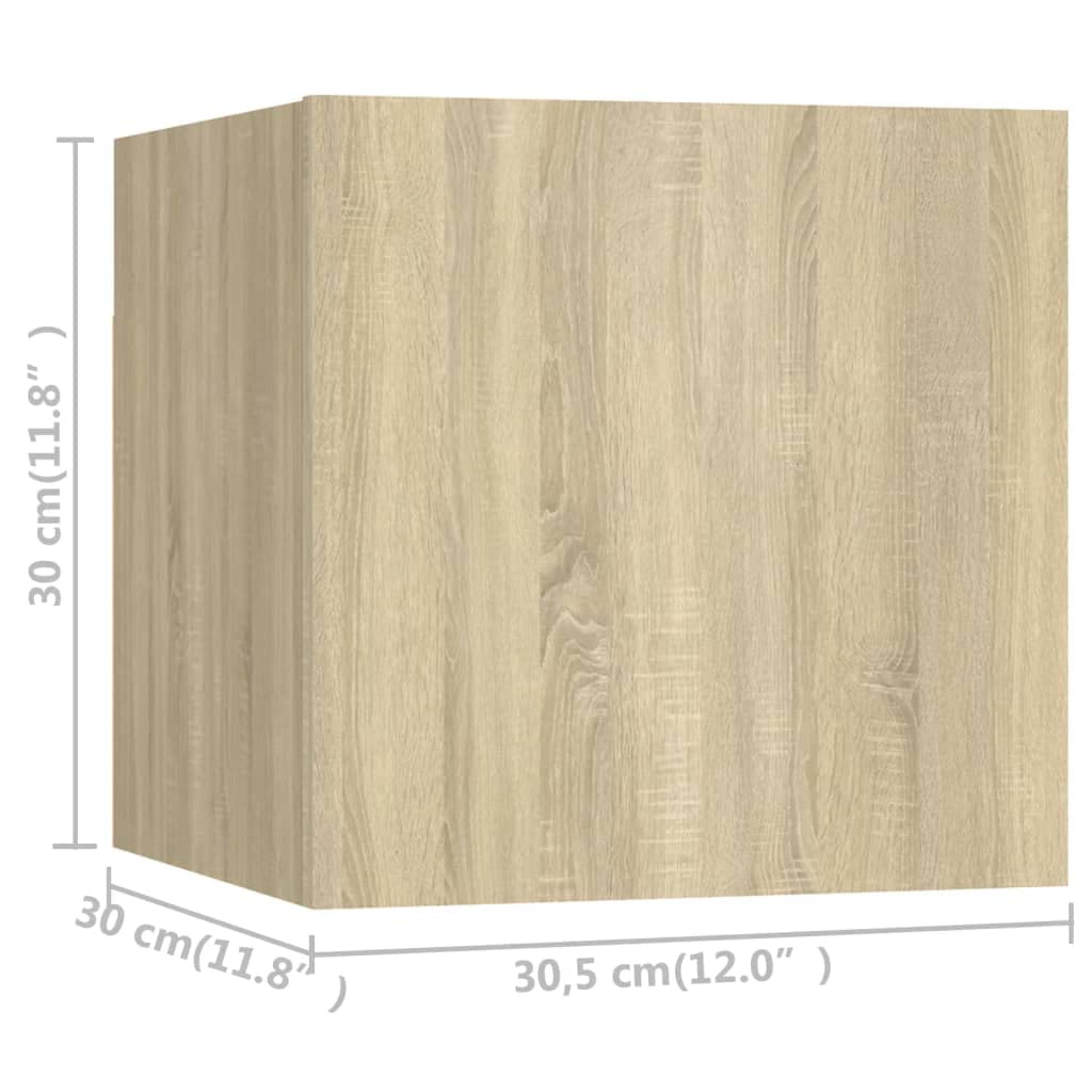 vidaXL TV Cabinet Set 6 Piece Home Indoor Hanging Wall-Mounted Stereo Plasma HiFi Cabinet TV Stand Unit Furniture Sonoma Oak Engineered Wood