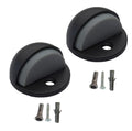 Qcaa Low Dome Floor Door Stop, H 25.4 X Diameter 44.5Mm, Zinc Die Cast, Matte Black, 2 Pack, Made In Taiwan