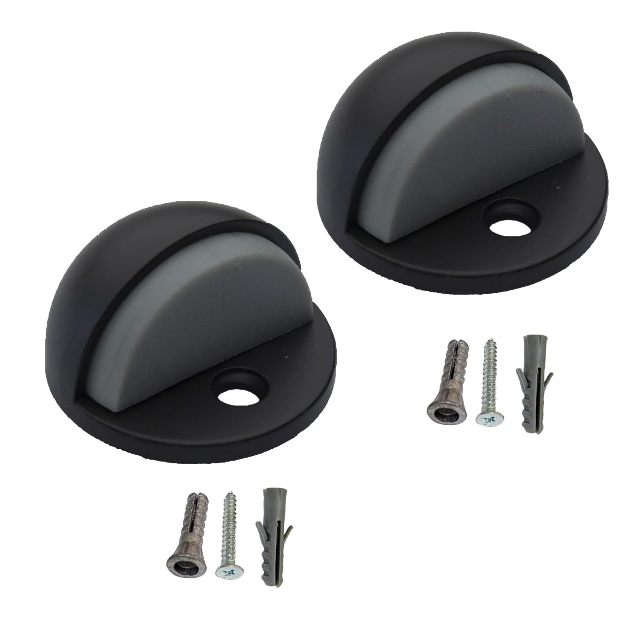 Qcaa Low Dome Floor Door Stop, H 25.4 X Diameter 44.5Mm, Zinc Die Cast, Matte Black, 2 Pack, Made In Taiwan
