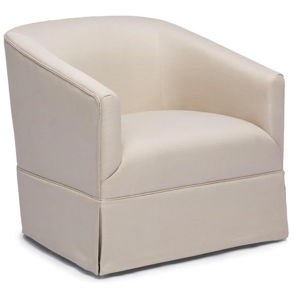 Comfort Pointe Elm Ivory Woven Polyester Fabric Skirted 360-degree Swivel Accent Chair