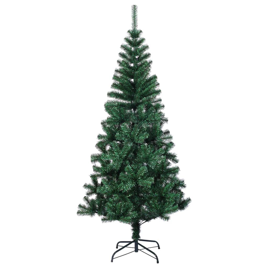 vidaXL Artificial Christmas Tree - 7ft Green with Iridescent Tips, Sturdy Steel Stand, Bushy 910 PVC Tips, Easy Assembly, Durable for Repeated Use