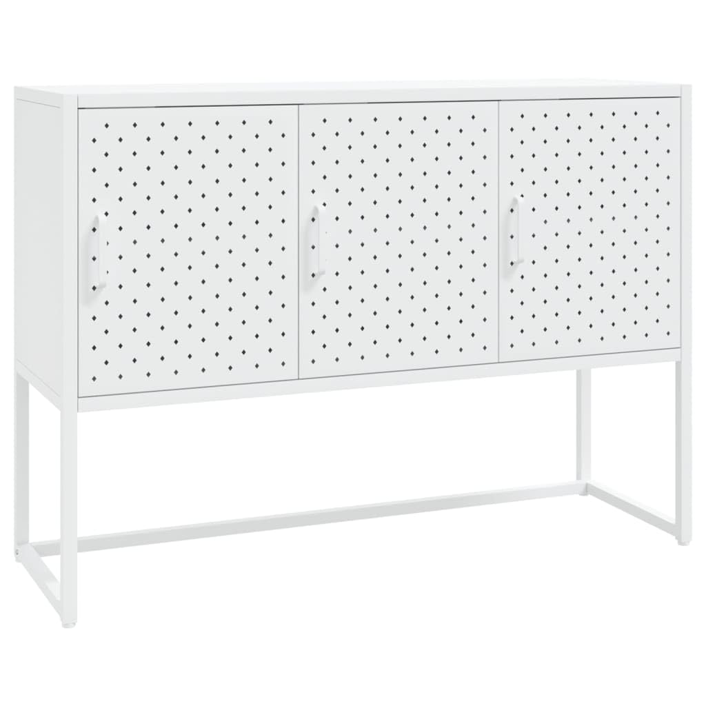 vidaXL White Sideboard with 3 Doors - 41.3&quot;x13.8&quot;x29.5&quot; - Steel Construction - Adjustable Height & Spacious Top - Home Décor